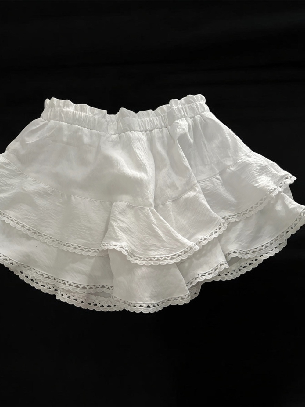 White Tiered Ruffle Mini Skirt